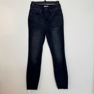 Good American Good Waist Crop Raw Hem Jeans Blue Denim Skinny Sz 2/26